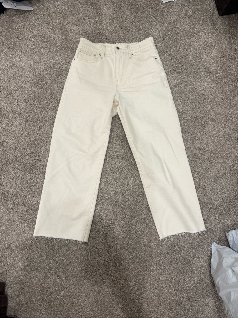 Madewell Perfect Vintage Wide Leg Crop Jeans in Ecru size 26 short
